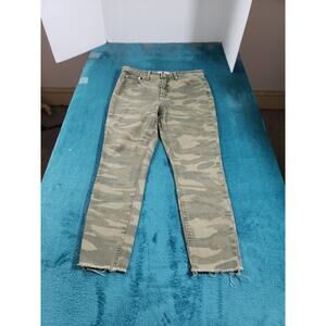 Lucky Brand Jeans Sz 4 Womens Green Camouflaged Stretch Pants Bridgette Crop